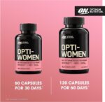 Optimum Nutrition (ON) Opti-Women, Vitamin C, Zinc and D for Immune Support Women's Daily Multivitamin Supplement Capsules with 23 Vitamins & Minerals/ 600 Mcgs Folic Acid/ 18 Mgs Iron - 120 Capsules - Image 3