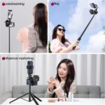 ULANZI MT-70 Extendable Tripod, 63" Selfie Stick Vlog Tripod Stand with 2 Phone Clips, 360 Rotate Dual Camera Holder for iPhone, Sony, Canon, GoPro, Lightweight for Travel, Black - Image 9