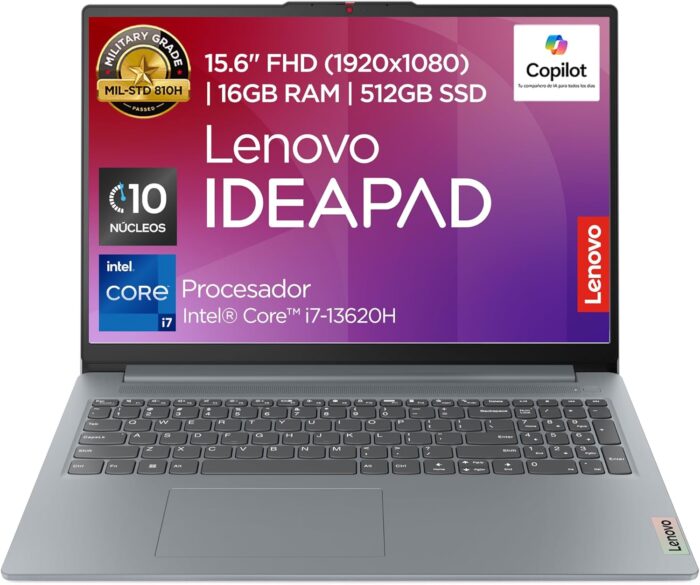 Lenovo IdeaPad Slim 3 15IRH8 Laptop | 15.6″ FHD Intel Core i7-13620H 16GB RAM 512GB SSD | Camera FHD 1080p | Windows 11/Arctic Grey(UPGRADE)