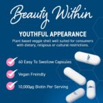 Applied Nutrition Biotin & Marine Collagen for Healthy Hair Growth, Skin & Nails Supplement with 10000 mcg Biotin - Vitamin B7, Zinc, Ashwagandha and Vitamin Blend (60 Capsules - 30 Servings) - Image 4