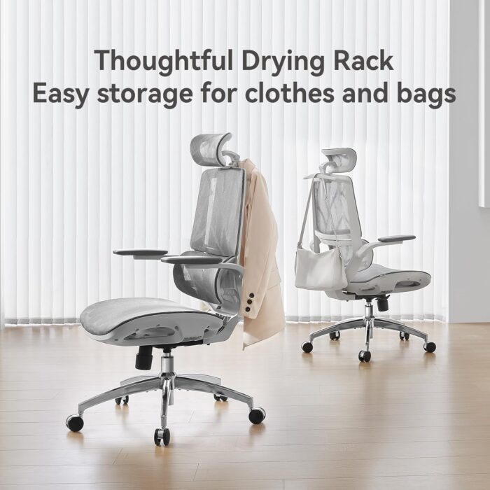SIHOO M59AS-M301 Ergonomic Office Chair, Upgrade the large cushions,Breathable Mesh Desk Chair with Dual Back Design, Swivel Task Chair, Adjustable Height Gaming Chair(Grey) - Image 8