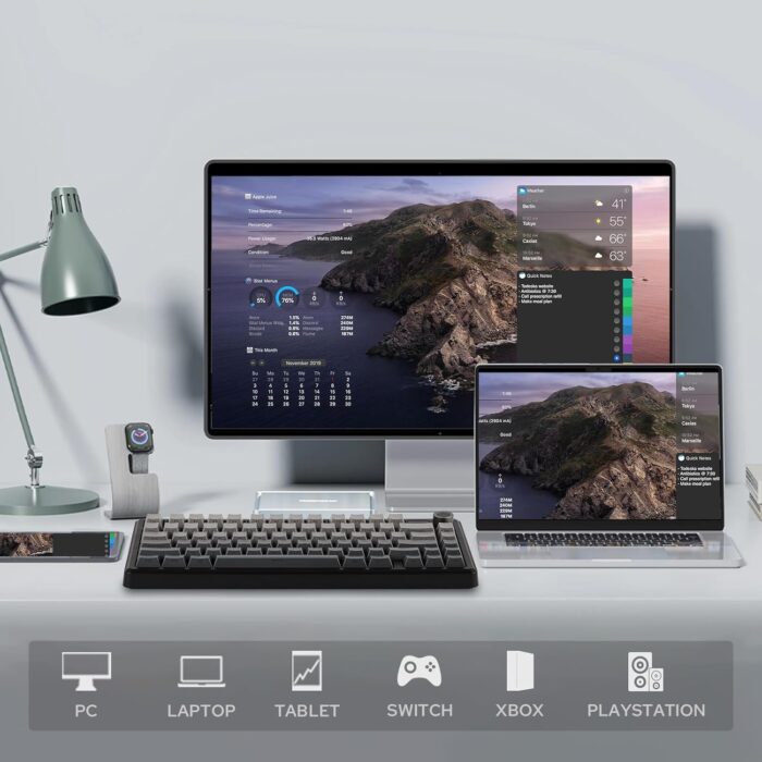 EPOMAKER X AULA F75 MAX Tri-Mode Wireless Gaming Keyboard, TFT Screen, Knob, Hot Swappable, 2.4GHz/Type-C/BT5.0, Gasket Creamy, for PC/Mac/Office/Gaming (Black Gradient) - Image 3