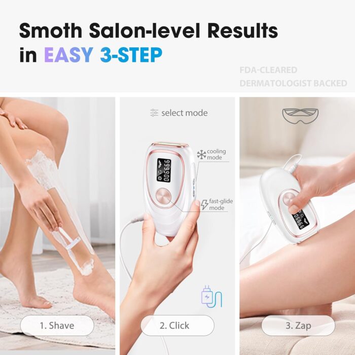 Oreeth IPL Laser Hair Removal Device for Women & Men - Home 45°F Ice-Cooling Contact for Painless & Long-Lasting Results, 86% Hair Reduction in 3 Weeks for Full Body & Bikini Line, White - Image 8