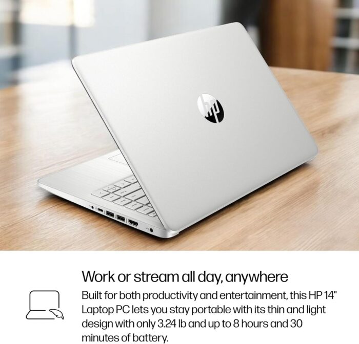 HP 14" Laptop, HD Display, Intel Core i3-1215U, 8GB RAM, 256GB SSD, Intel UHD Graphics, Windows 11 Home in S Mode, Natural Silver, 14-dq5009nr - Image 5