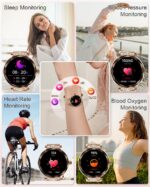 Smart Watches for Women(Answer/Make Call), 1.19" AMOED Smartwatch for Android iPhone,Fitness Tracker with 100+ Sport Modes, IP68 Waterproof, Heart Rate/Sleep/Spo2 Monitor, Activity Tracker Rose Gold - Image 3
