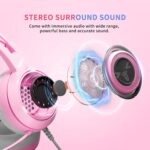 SOMIC G951s Pink Stereo Gaming Headset with Mic for PS4,Xbox,PC,Mobile Phone,3.5mm Noise Reduction Cat Ear Headphones Lightweight Over Ear Headphones for Girls - Image 2