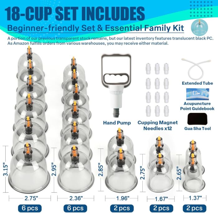 Eambond Cupping Set, Cupping Therapy Sets Massage Back, Pain Relief, Physical Therapy, Chinese Cupping kit with Vacuum Pump - Massage Cupping Cup for Massage Therapists–Improve Your Health & Wellness - Image 4