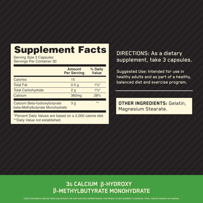 Optimum Nutrition (ON) HMB, 1000 mg, 90 Capsules, 30 Servings - Image 2