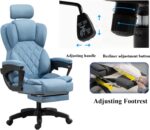 Forubar Office Chair Ergonomic Desk Chair with Footrest & Armrest, High Back Executive Office Chair, Home Computer Reclining Chair for Work, Max 200kg (Linen-With Footrest, Blue) - Image 4