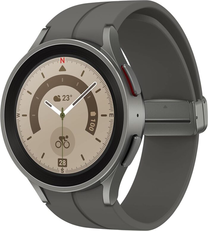 Samsung Galaxy Watch5 Pro Smart Watch, Health Monitoring, Fitness Tracker, Long Lasting Battery, BT, 45mm, Gray Titanium (UAE Version)