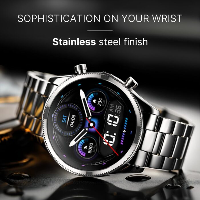 Noise Halo Plus Elite Edition Smartwatch with 1.46" Super AMOLED Display, Stainless Steel Finish Metallic Straps, 4-Stage Sleep Tracker, Smart Watch for Men and Women (Elite Silver) - Image 2