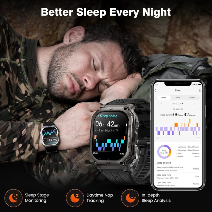 KOSPET Tank Smart Watch for Men/Women GPS, Extra-Long Battery with Bluetooth Calling, Pressure&Altitude&Compass - Image 5