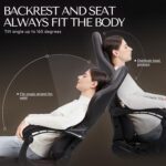 Dowinx Gaming Chair Office Chair PC Chair with Massage Lumbar Support, Racing Style PU Leather High Back Adjustable Swivel Task Chair with Footrest (Black) - Image 6