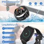 Smart Watch for Women Men, 1.85'' HD Touch Screen Fitness Tracker with Bluetooth Answer/Make Call, IP68 Waterproof with Heart Rate Sleep Monitor 100 Sports Modes for Android iOS (Black-1) - Image 6