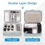 Travel Electronics Organizer, Double Layer Waterproof Cable Organiser Bag for Electronic Accessories, Universal Carry Bag for Charger, Phone, Hard Drive, Cord, Tablet (Grey) - Image 2