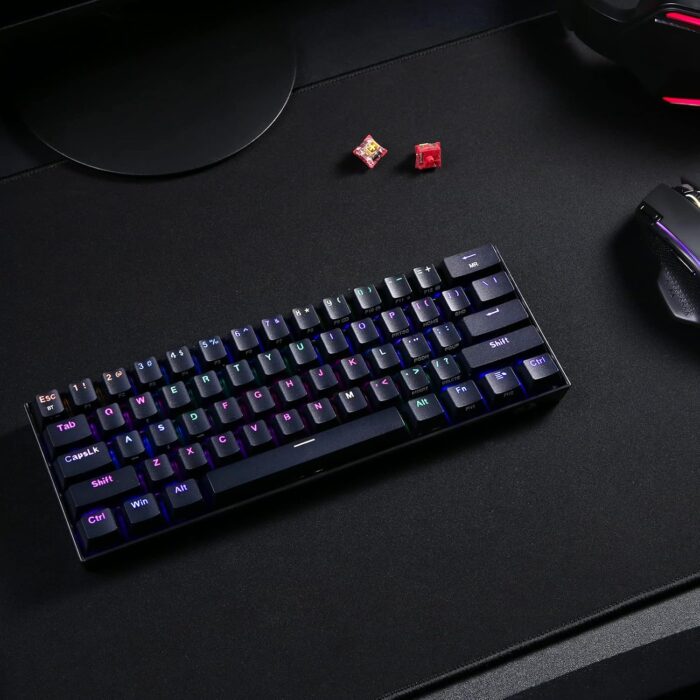 Redragon K530 Pro Draconic 60% Wireless RGB Mechanical Keyboard, Bluetooth/2.4Ghz/Wired 3-Mode 61 Keys Compact Gaming Keyboard w/100% Hot-Swap Socket, Free-Mod Plate Mounted PCB & Tactile Brown Switch - Image 9