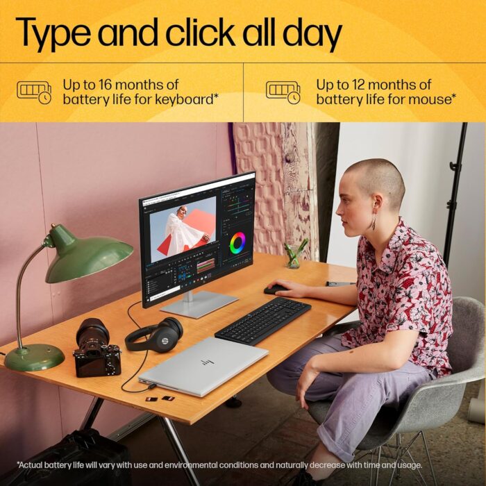 HP 230 Wireless Black Keyboard and Mouse Combo 1600 DPI Bluetooth Keyboard Mouse (18H24AA) - Image 5