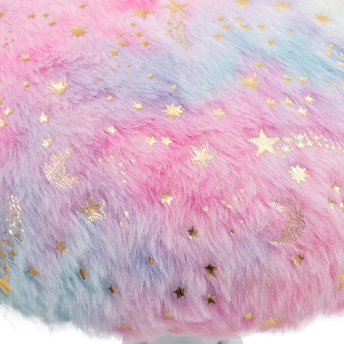 DM Furniture Small Kids Chair, Cute Heart Girls Desk Chair, Rolling Study Chair Furry Pink Computer Chair, Faux Fur Swivel Vanity Chair for Children Bedroom/Study, Colorful - Image 5