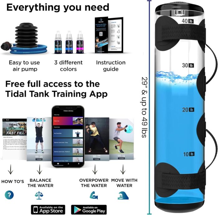 Tidal Tank - Sand Bag Alternative 45 lbs- Adjustable Aqua Bag and Power Bag with Water - Core and Balance Device- Portable Stability Fitness Equipment - Including Online Training Center… - Image 5