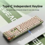 SEUNKWANG EWEADN Typewriter Style Mechanical Gaming Keyboard,104 Keys Backlit LED Keyboard, Media Control Knob, Wired Computer Keyboard Pink Switch for Windows/Mac/PC-Green - Image 3