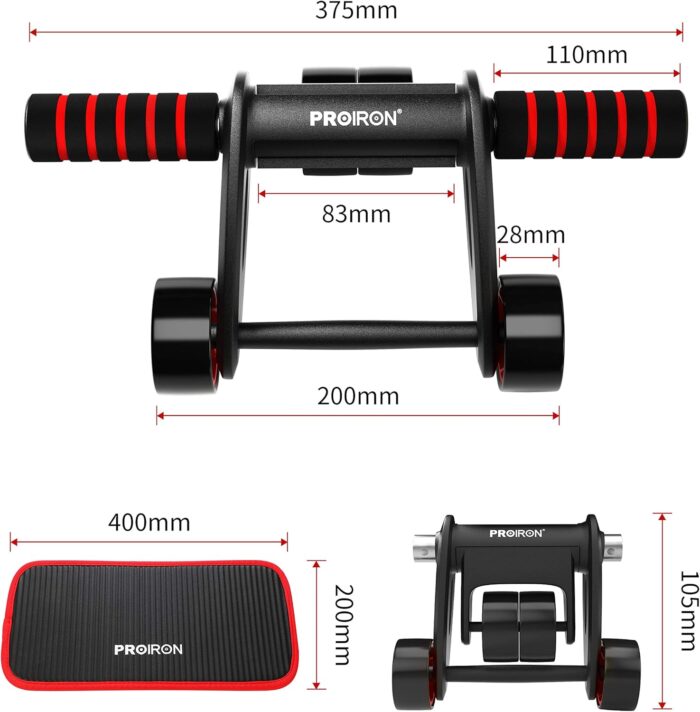 PROIRON AB Roller AB Wheel, 4 Wheels Foldable Ab Roller Wheel Exercise Equipment Innovative Ergonomic Noise-Free Abdominal Roller with Anti-Slip Handles for Abs&Core Workout - Image 2