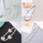 DKDDSSS 4 pcs Phone Charm, Beaded Phone Bracelet Strap, White Pearl Bow Cell Phone Charms, Cute Phone Charm - Image 5