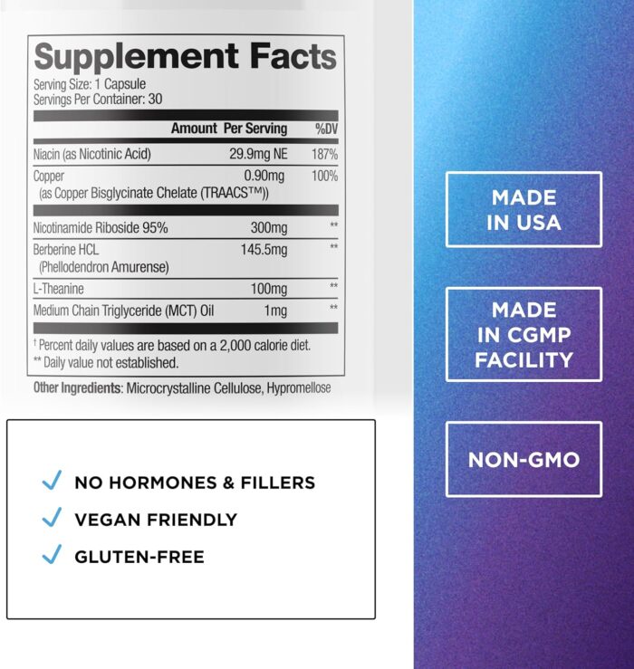 DR. EMIL NUTRITION NAD+ Boost - Nicotinamide Riboside Supplement for Longevity, Healthy Aging & Cellular Regeneration - NAD Supplement with with Berberine, L-Theanine & Niacin - 30-Day Supply - Image 2