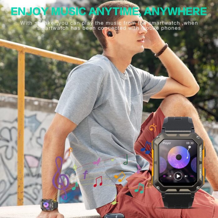 MIGOUFIT Smart watch military for men with call dials that can make calls and answer calls compatible for iOS Android, Fitness Activity tracker with IP68 Waterproof Ai voice, with 123 Sports Modes - Image 7