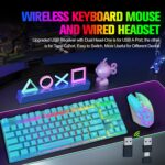 Wireless Gaming Keyboard and Mouse Combo with 87 Key Rainbow LED Backlight Rechargeable 3800mAh Battery Mechanical Feel Anti-ghosting Ergonomic Waterproof RGB Mute Mice for Computer PC Gamer (Blue) - Image 2