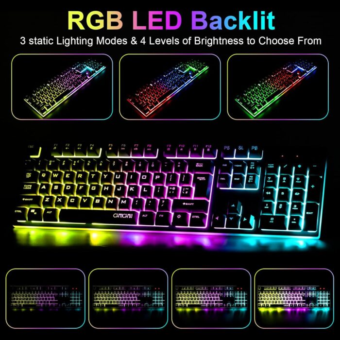 Gaming Wireless Keyboard and Mouse Combo Metal Surface Rechanrgeable Big Battery 2800mah Mechanical Feel LED Backlit Compatible with Xbox one PS5 Laptop Computer Gamer(2.4G,G311,local) - Image 3