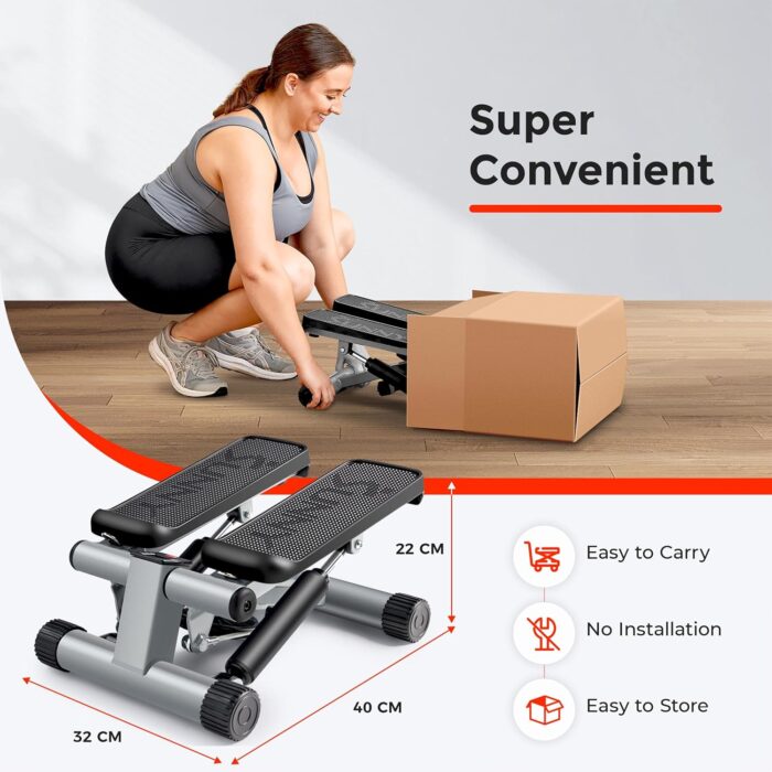 Sunny Health & Fitness Mini Steppers for Exercise at Home, Stair Step Workout Machine with Resistance Bands, Full Body Cardio Equipment - Image 5