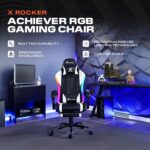 X Rocker Achiever PC Video Gaming Chair, RGB LED Lighting, Adjustable Ergonomic Office Desk Chair for Computer Gamers with Wheels, Black & White - Image 3