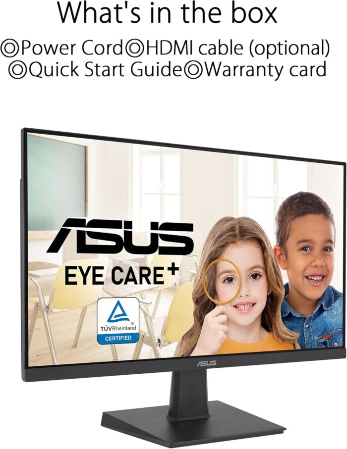 ASUS VA24EHF Eye Care Gaming Monitor – 24-inch (23.8-inch viewable), IPS, Full HD, Frameless, 100Hz, Adaptive-Sync, 1ms MPRT, HDMI, Low Blue Light, Flicker Free, Wall Mountable - Image 7