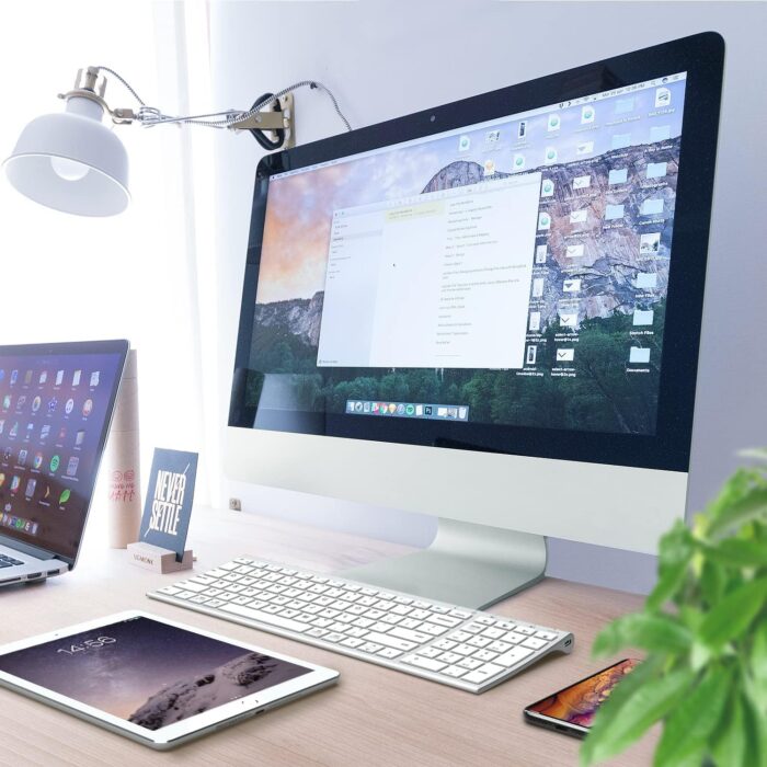 iClever Bluetooth Keyboard BK10, Multi Device Keyboard Rechargeable with Number Pad Ergonomic Design Full Size Stable Connection Keyboard for iPad, iPhone, Mac, iOS, Android, Windows - Image 7