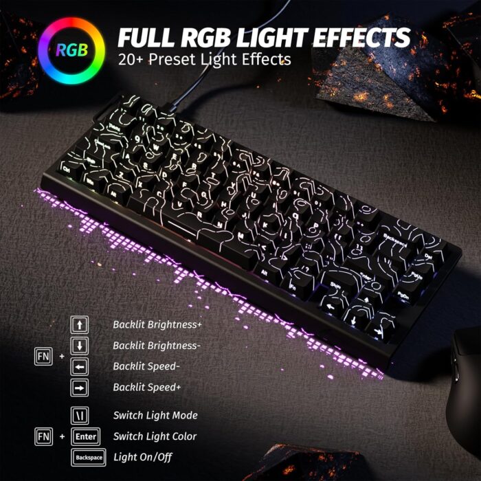 ATTACK SHARK X68 HE 8000Hz Rapid Trigger Keyboard, 0.01mm RT Accuracy Wired Gaming Keyboard with Magnetic Switch, Adjustable Actuation, Rapid Trigger, Snap Tap, RGB Lighting for PC/Mac, Black Contours - Image 7