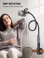 Lamicall Gooseneck Phone Holder for Bed - Cell Phone Mount Clamp Clip, Flexible Long Arm, Overhead Mount for Desk Headboard Bedside, for iPhone 16 Pro Max, 15 Pro Max, 14 Plus, 13 Mini & 4-7" Phone - Image 3