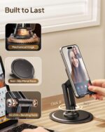 Cooper 360 Stand - Adjustable Cell Phone Stand for Desk | 360 Click-Rotating, Multi-Angle, Non-Slip Metal Base, Foldable & Portable | iPhone Stand for Desk, Cell Phone Stand Holder (Piano Black) - Image 4