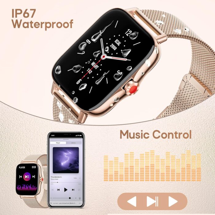 ZKCREATION Smart Watch for Men Women Call Answer/Dial Watch Digital Fitness Smartwatch for Android iOS Touch Screen Blood Pressure Watch Activity Tracker with Heart Rate Sleep Monitor (Rose Gold) - Image 7