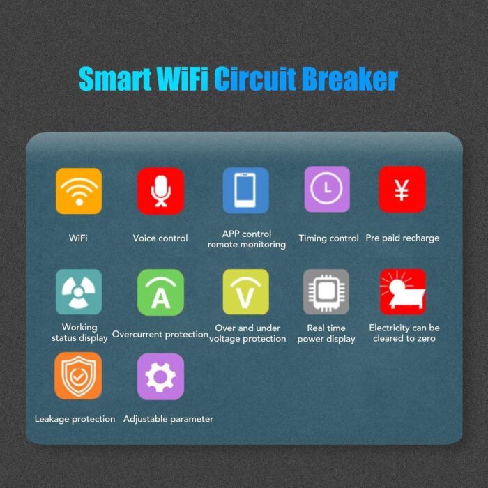 Cryfokt WiFi Smart Circuit Breaker, AC85-300V Multiple Protections Intuitive WiFi Remote Control Smart Energy Meter Switch 63A Real-time Display Smart Home - Image 5