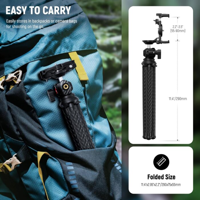 NEEWER Flexible Tripod with Remote Control, Mini Camera Kickstand with Smartphone Port and Action Cam Mount Compatible with iPhone GoPro Hero 12 11 10 DJI Insta360 Samsung for Vlog, TP34 - Image 8