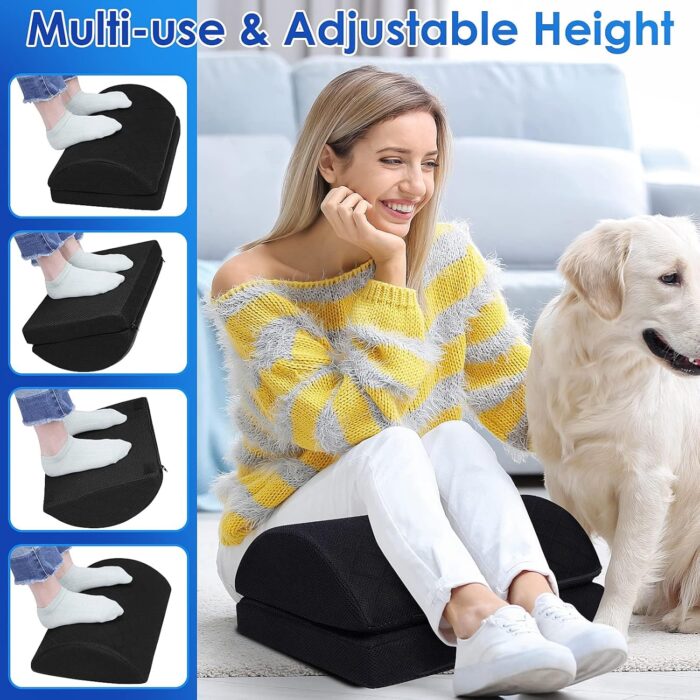 Adjustable Foam Foot Rest for Under Desk at Work, Under Desk Footrest Ergonomic Foam Foot Rest Desk Foot Cushion for Office, Work, Gaming, Computer, Gift, Office Accessories Back & Hip Pain Relief - Image 2