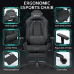 Efomao Ergonomic Gaming Chair with Footrest, Dark Grey Technical Fabric Computer Chair, Adjustable Height Office Seat with Headrest, Lumbar Support, 360° Swivel Video Gaming - Image 5