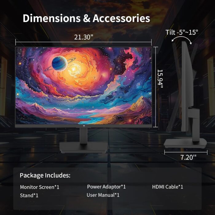 KTC 24 Inch QHD 100Hz Computer Monitor IPS 2K, 1300:1 Contrast, Anti-Blue Light Screen, 122% sRGB, Support FreeSync and GSync, HDMI2.0/DP/Earphone for Gaming and Office Working H24T27 - Image 8