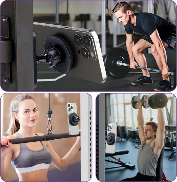 BIJASANI 2025 Upgraded Dual Magnetic 360 Degree Mobile Holder for Gym, Magsafe Compatible with Super Strong N52 Magnets, Best Gift for Gym Lovers (M11_Dual_Magnet) - Image 5