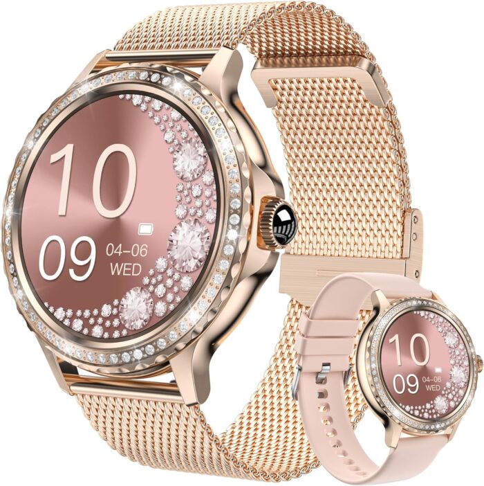 BOCLOUD Smart Watch for Women, Bluetooth Smartwatches for iPhone Android iOS IP68 Waterproof Ladies Fitness Activity Tracker with Blood Pressure/Heart Rate/Sleep Monitor/Messages