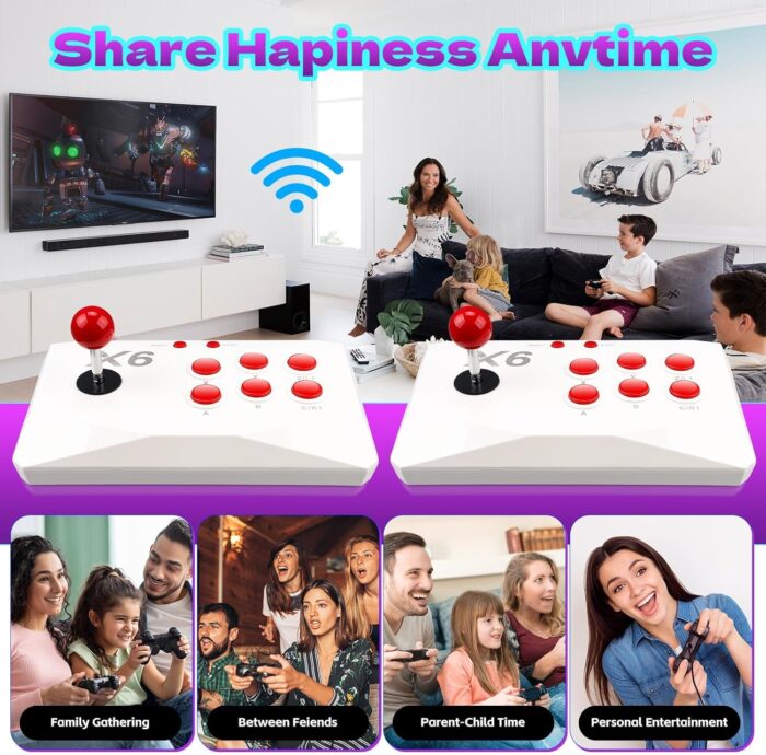 NALACAL Classic Retro Gaming Console, Plug and Play Video Game, Wireless ArcadeStick Controllers Built in 20000+ Games, 4K HD HDMI Output, 15 Classic Emulators, with Dual 2.4G Wireless Controlle - Image 7