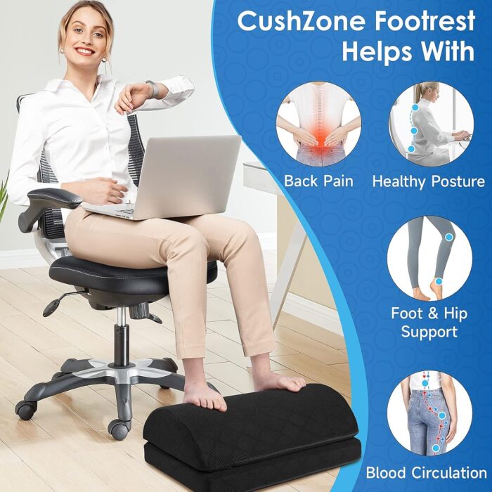Adjustable Foam Foot Rest for Under Desk at Work, Under Desk Footrest Ergonomic Foam Foot Rest Desk Foot Cushion for Office, Work, Gaming, Computer, Gift, Office Accessories Back & Hip Pain Relief - Image 4
