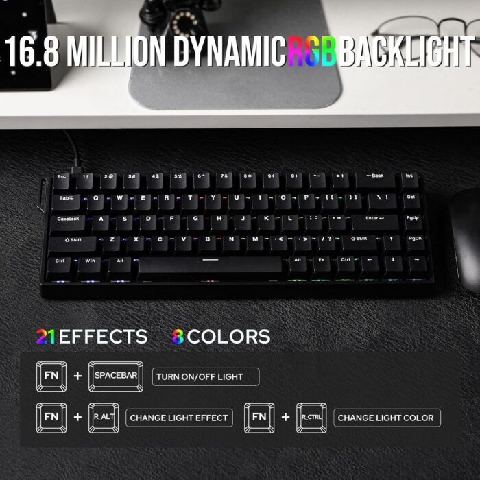 EPOMAKER AULA WIN68 HE Magnetic Keyboard with Adjustable Actuation, Hall Effect Keyboard with 0.3ms Latency, 65% Wired Compact Keyboard, 8000 Hz Polling Rate, Hot-Swap (Black) - Image 7