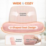 Orange Factory Criss Cross Legged Armless Desk Reading Chair with Wheels Swivel Modern Ergonomic Vanity Bedroom Adjustable Wide Comfy Computer Gaming Chairs for Home Office (Pink) - Image 4