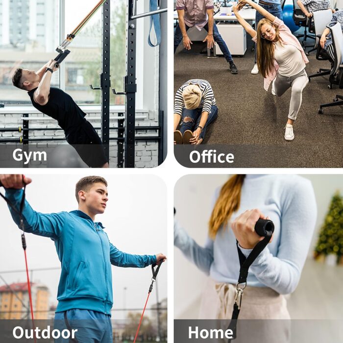 PROIRON Resistance Bands Set 14 Pieces Anti-Snap Resistance Band Exercise with Handles, Door Anchor, Ankle Straps, Training Manual and Carrying Bag - Image 6